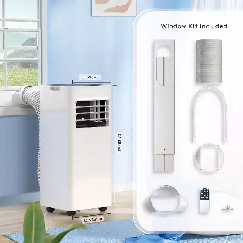 Climatiseur portable ZAFRO, 8000 BTU, 3 modes et vitesses avec télécommande, minuterie 24h pour chambre/bureau, blanc