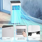 Climatiseur portable ZAFRO, 8000 BTU, 3 modes et vitesses avec télécommande, minuterie 24h pour chambre/bureau, blanc