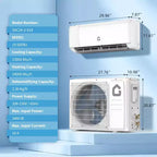 Climatiseur mini-split WiFi 24000 BTU, CVC mural sans conduit à inverseur 19 SEER2 208-230V avec WiFi et compatible Alexa