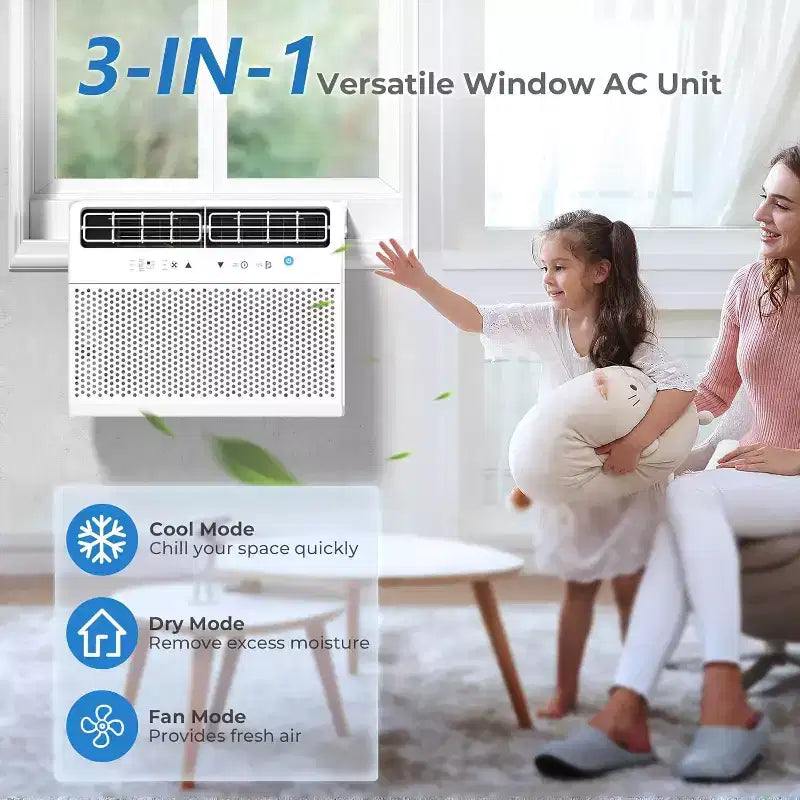 Climatiseur de fenêtre en U ZAFRO 12 000 BTU, rafraîchit jusqu'à 51 m², climatiseur de fenêtre ultra silencieux avec vue dégagée