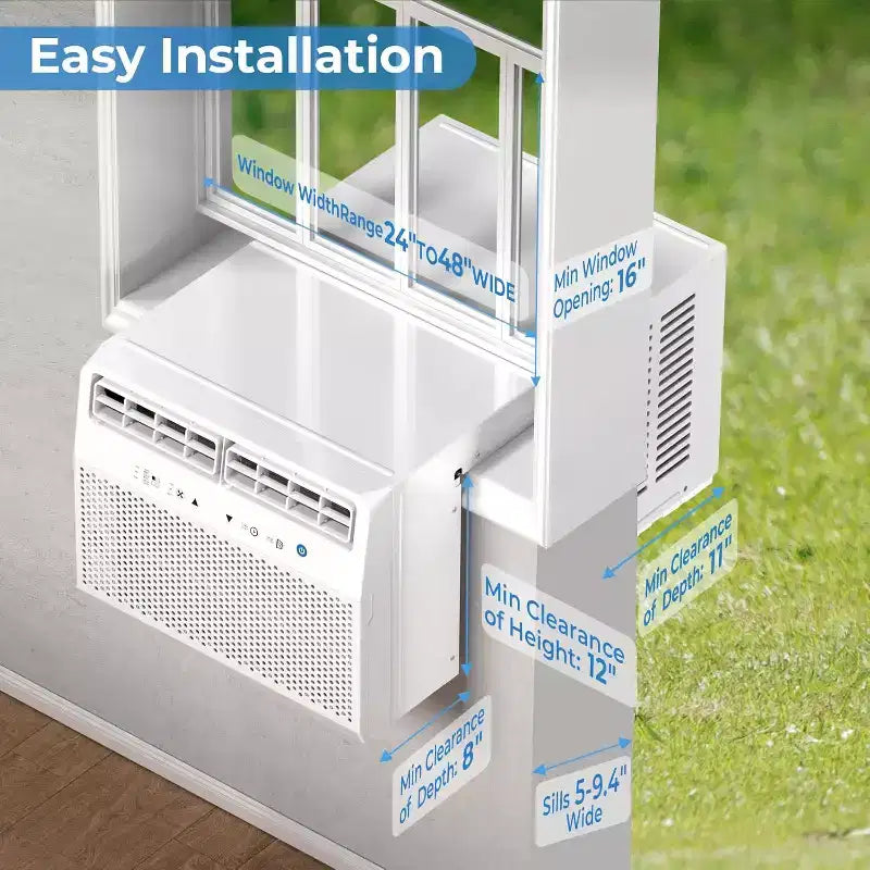 Climatiseur de fenêtre en U ZAFRO 12 000 BTU, rafraîchit jusqu'à 51 m², climatiseur de fenêtre ultra silencieux avec vue dégagée