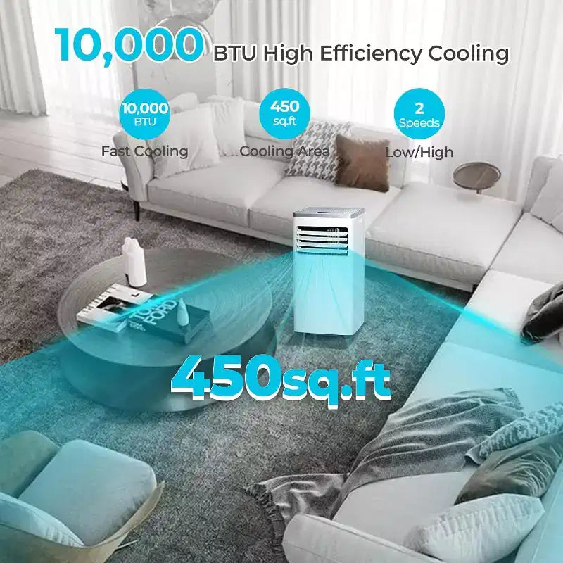 Climatiseur portable ZAFRO, unité de climatisation pour chambre à coucher, garage, camping-car, minuterie 24h/télécommande/2 vitesses/affichage LED