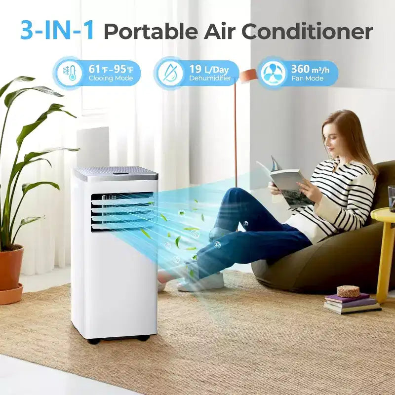 Climatiseur portable ZAFRO, unité de climatisation pour chambre à coucher, garage, camping-car, minuterie 24h/télécommande/2 vitesses/affichage LED
