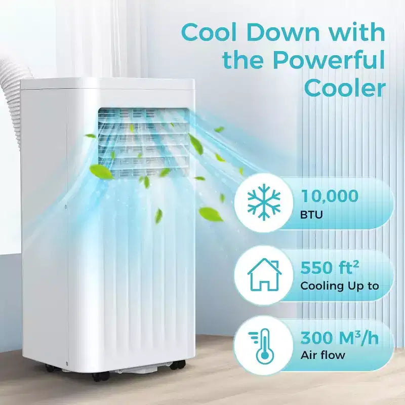 Climatiseurs portables ZAFRO, appareil de climatisation portable avec télécommande, climatiseurs de pièce 4 modes avec affichage numérique