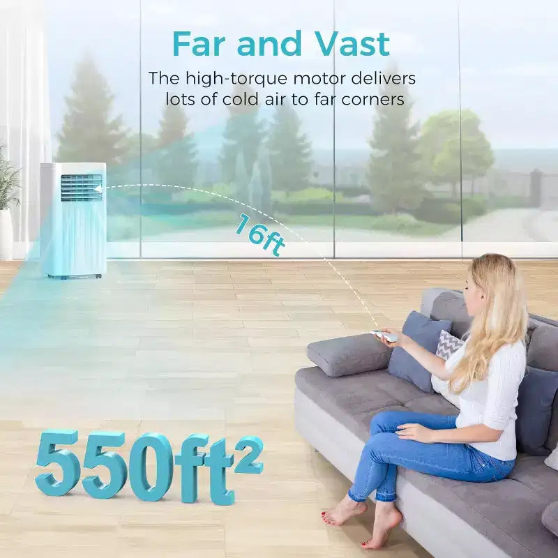 Climatiseurs portables ZAFRO, appareil de climatisation portable avec télécommande, climatiseurs de pièce 4 modes avec affichage numérique