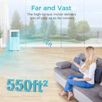 Climatiseurs portables ZAFRO, appareil de climatisation portable avec télécommande, climatiseurs de pièce 4 modes avec affichage numérique