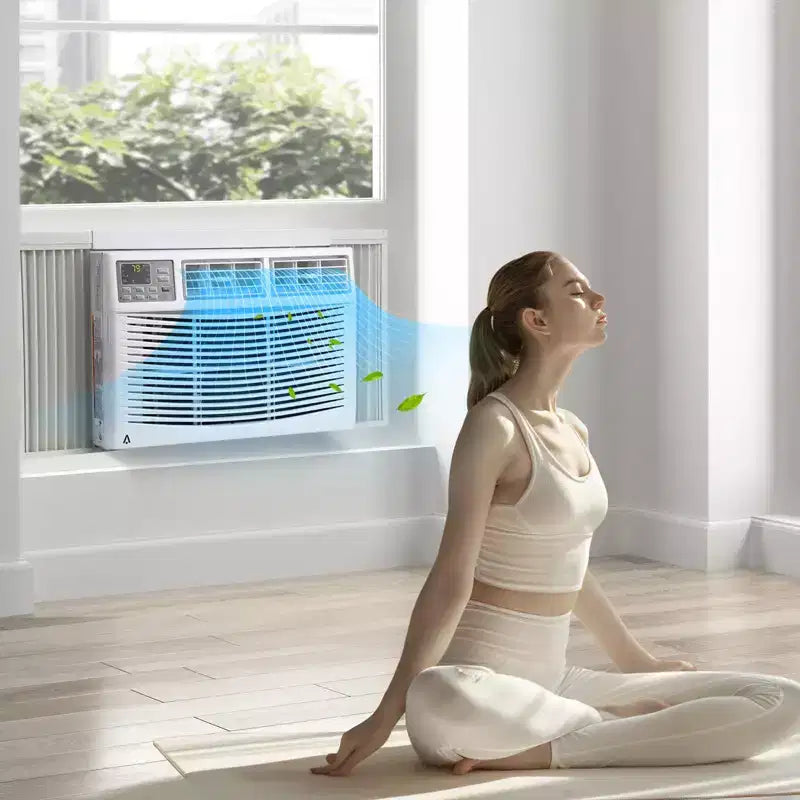 Climatiseur de fenêtre 8000 BTU, unité de climatisation de fenêtre ultra silencieuse pour les pièces jusqu'à 32,5 m²