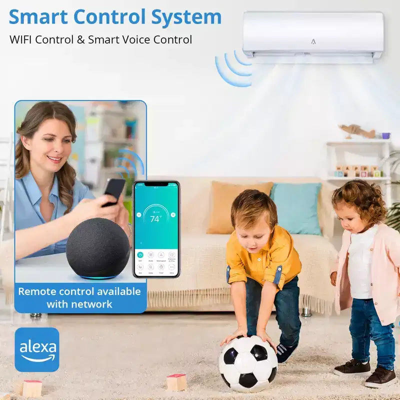 Climatiseurs Split-System 9000 BTU avec Wi-Fi, R454B 19 SEER2 115V Unité AC Split sans Conduit Inverter avec Condenseur Préchargé