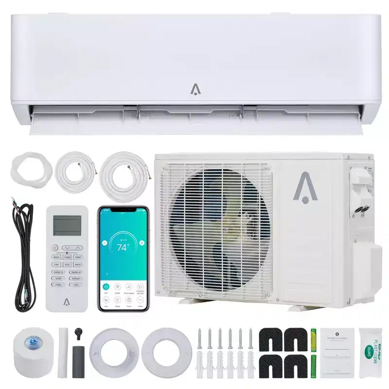 9,000 BTU Mini Split AC/Heating System, Split Air Conditioner & Heater, 23 SEER2 / 115V, Cools Rooms Up to 500 Sq. Ft., White