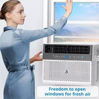 Window Air Conditioner, AC Window Unit with Washable Filter, Wi-Fi Enabled w/Remote, Cools Up to 350 Square Feet, 6 Modes, 115V/60Hz