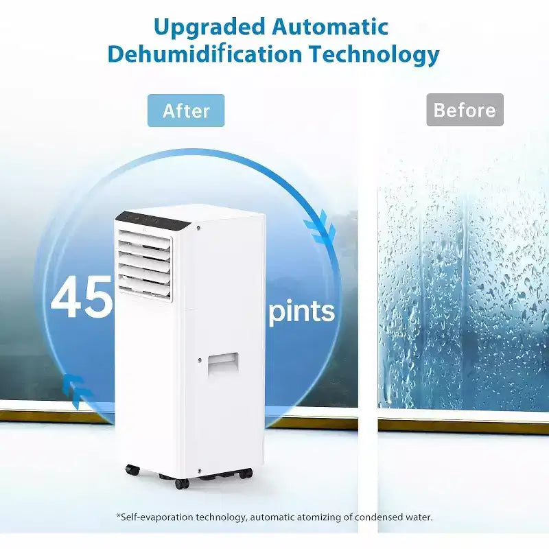 Climatiseurs portables de 8000 BTU avec télécommande et minuterie 24h, unité de climatisation portable 3 EN 1 silencieuse avec déshumidificateur et ventilateur, jusqu'à 32,5 m².