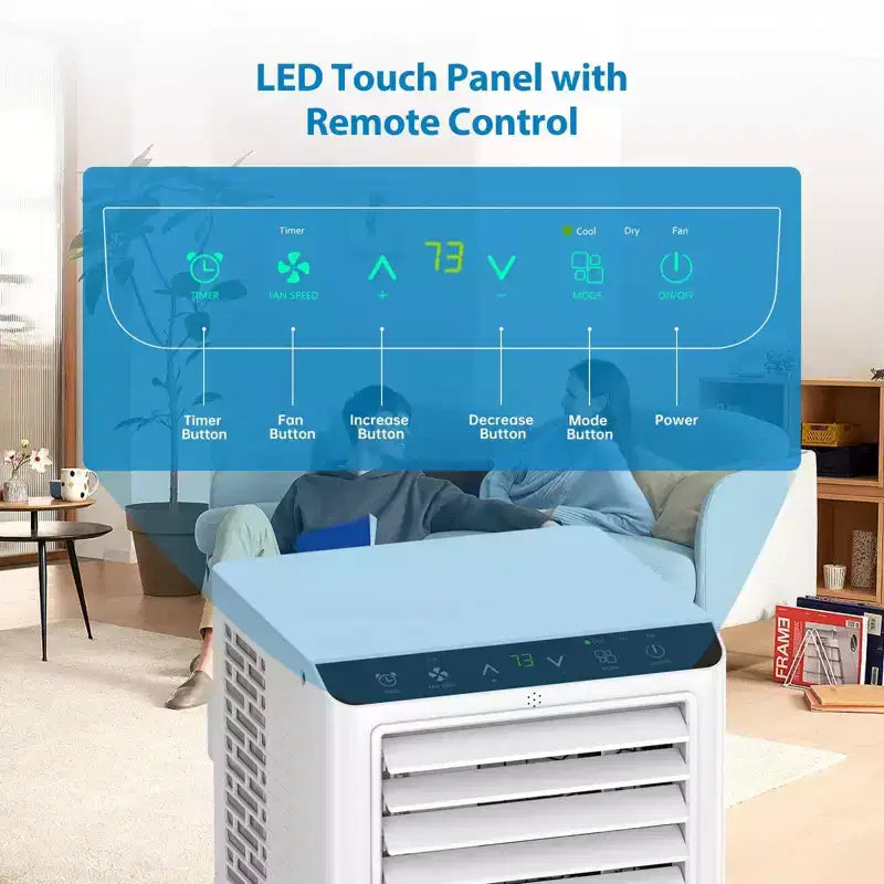 Climatiseurs portables de 8000 BTU avec télécommande et minuterie 24h, unité de climatisation portable 3 EN 1 silencieuse avec déshumidificateur et ventilateur, jusqu'à 32,5 m².