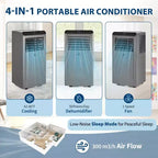 Climatiseur portable 8 000 BTU, unités de climatisation portables 4-en-1 pour pièces avec ventilateur, déshumidificateur, refroidit jusqu'à 32,5 m²