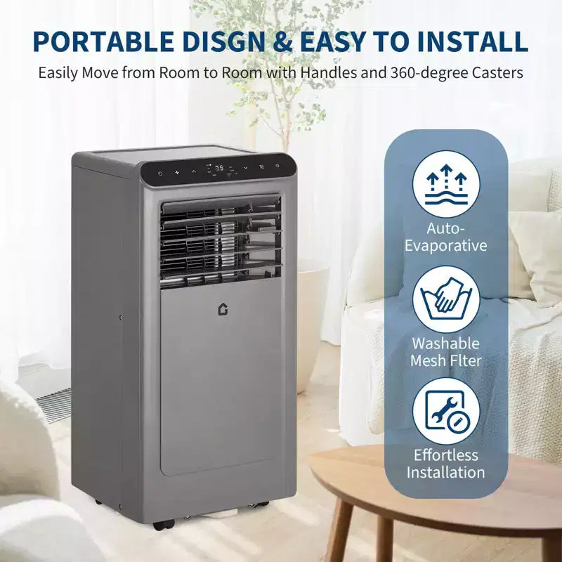 Climatiseur portable 8 000 BTU, unités de climatisation portables 4-en-1 pour pièces avec ventilateur, déshumidificateur, refroidit jusqu'à 32,5 m²