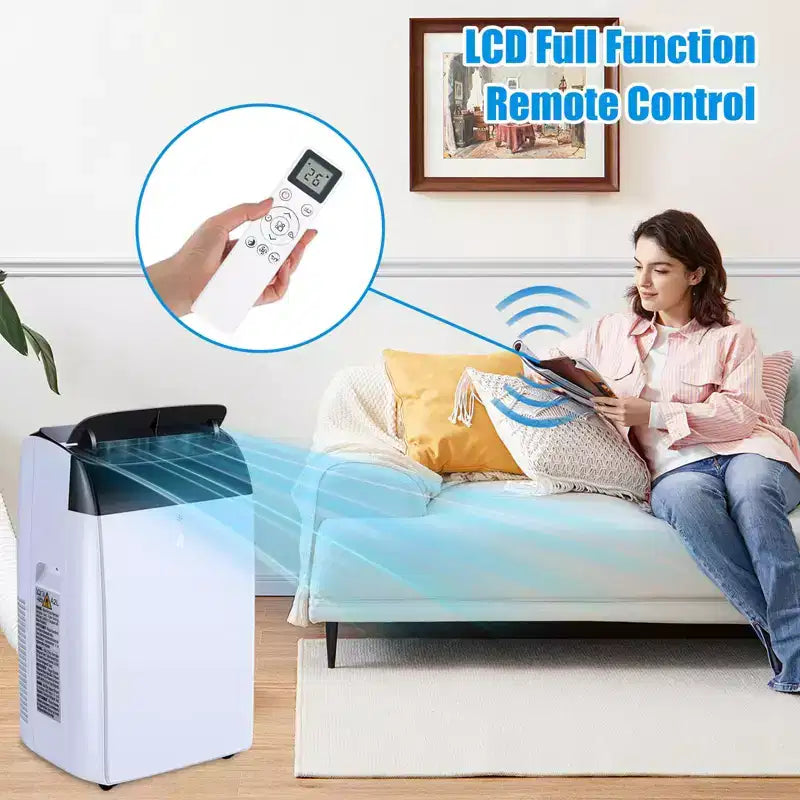 Climatiseur portable 14000 BTU, rafraîchit jusqu'à 70 m², climatiseur portable silencieux 3-en-1 avec télécommande et kits d'installation