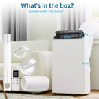Climatiseurs portables pour pièces jusqu'à 70 m², Climatiseur mobile de 14 000 BTU, Télécommande, Minuteur 24 h, Kit de fenêtre coulissante
