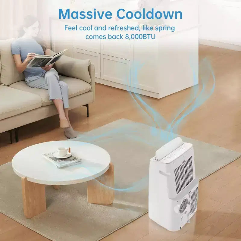 Climatiseurs portables pour pièces jusqu'à 70 m², Climatiseur mobile de 14 000 BTU, Télécommande, Minuteur 24 h, Kit de fenêtre coulissante