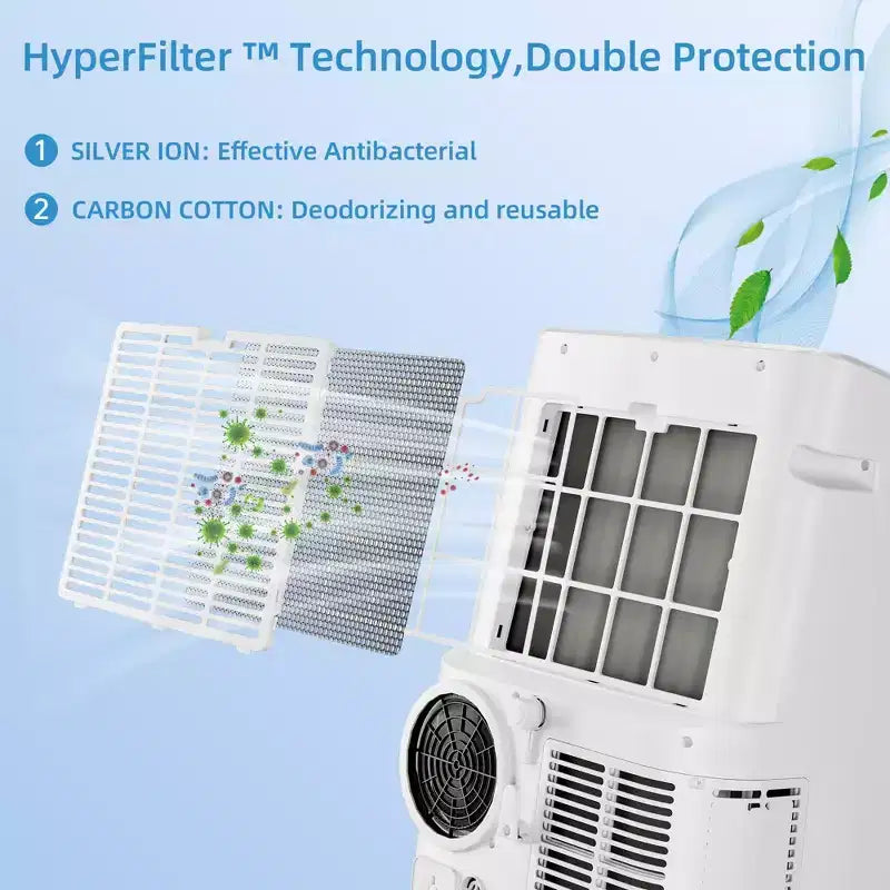Climatiseurs portables pour pièces jusqu'à 70 m², Climatiseur mobile de 14 000 BTU, Télécommande, Minuteur 24 h, Kit de fenêtre coulissante