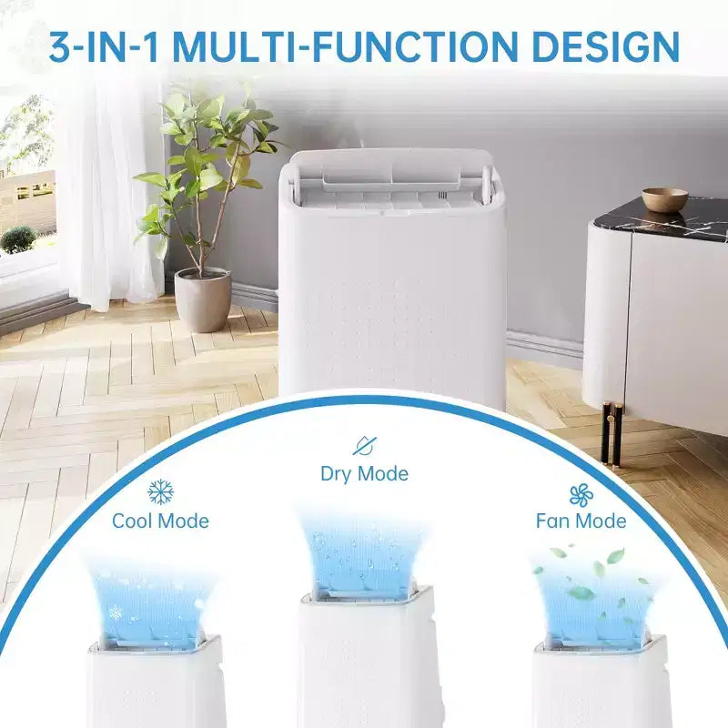 Climatiseurs portables pour pièces jusqu'à 70 m², Climatiseur mobile de 14 000 BTU, Télécommande, Minuteur 24 h, Kit de fenêtre coulissante