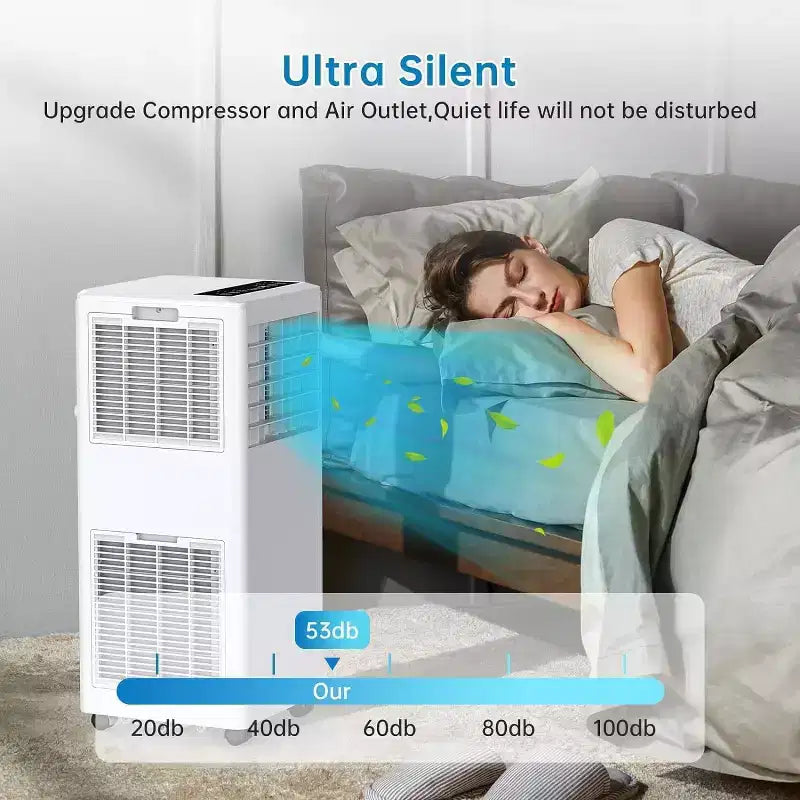Climatiseur portable 3-en-1 de 8 000 BTU - Refroidit 32,5 m² avec déshumidificateur, ventilateur et mode nuit, minuterie 24h, télécommande