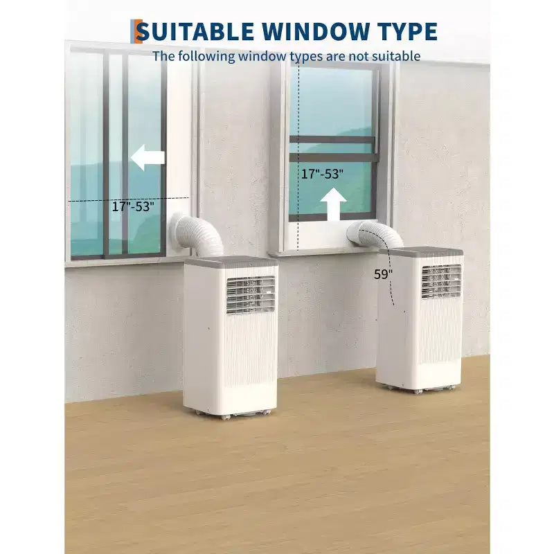 Climatiseur portable 8 000 BTU, unité de climatisation portable pour chambre jusqu'à 32,5 m², refroidissement, déshumidificateur, climatiseur sur pied, minuterie 24h