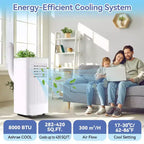 Climatiseur mobile 8 000 BTU, unité de climatisation 3 en 1 avec roulettes à 360 degrés, refroidit rapidement 39 m², mode veille, déshumidificateur intégré, mode ventilateur