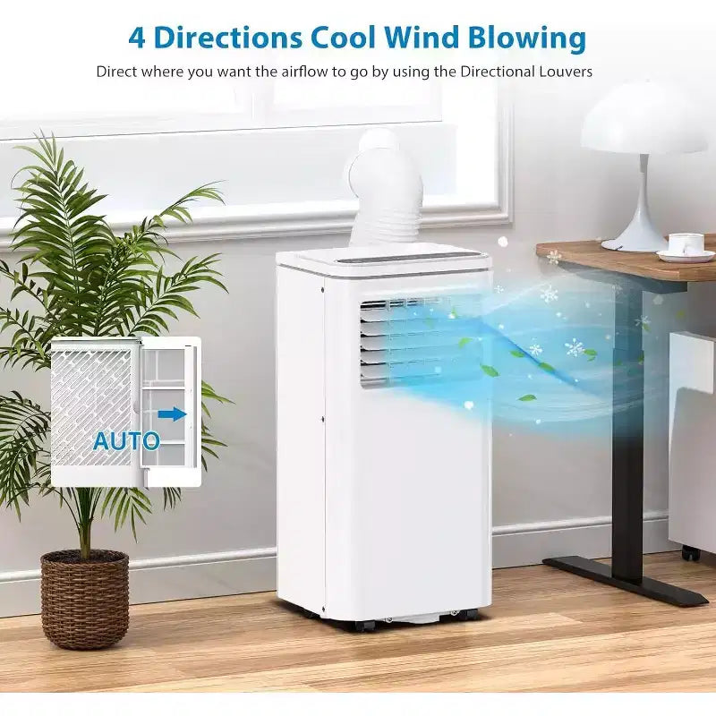 Climatiseur portable 8 000 BTU avec fonctions de refroidissement, déshumidificateur, ventilateur 3-en-1, écran LED, minuterie 24h, refroidissement haute efficacité DOE SACC 5 000 BTU