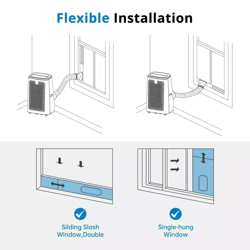 Climatiseurs portables de 14 000 BTU, couverture de 70 m², fonction 4-en-1, double moteur avec déshumidificateur et télécommande, idéal pour les grandes pièces et les camping-cars
