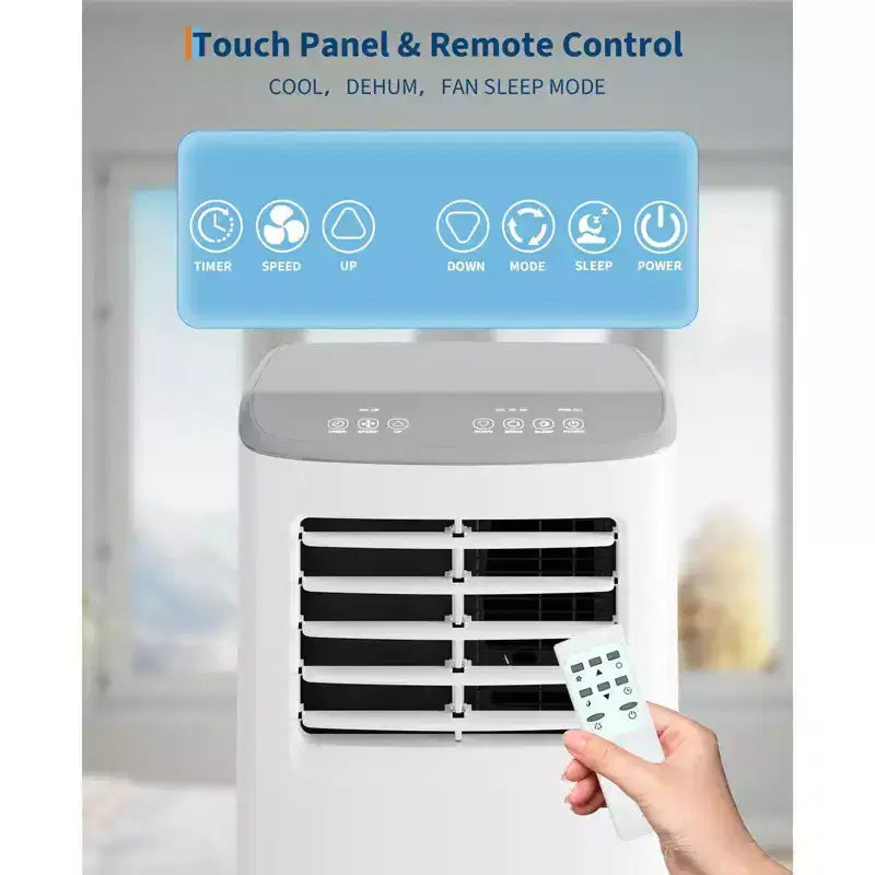 Climatiseur TROPOW, unité 3-en-1 de 8000 BTU avec mode ventilateur, télécommande et conception sans évacuation, climatiseur portable pour pièce.