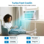 Climatiseur de fenêtre intelligent 8000 BTU - Climatiseur compatible Wi-Fi pour pièces de 32,5 m², Refroidissement silencieux 51 dB 11 EER avec contrôle par application, affichage numérique et télécommande
