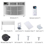 Climatiseur de fenêtre intelligent 8000 BTU - Climatiseur compatible Wi-Fi pour pièces de 32,5 m², Refroidissement silencieux 51 dB 11 EER avec contrôle par application, affichage numérique et télécommande