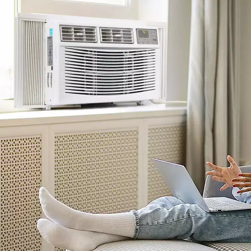 Climatiseur de fenêtre intelligent 8000 BTU - Climatiseur compatible Wi-Fi pour pièces de 32,5 m², Refroidissement silencieux 51 dB 11 EER avec contrôle par application, affichage numérique et télécommande