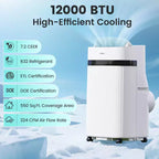 Costway Climatiseur portable 12000 BTU avec ventilateur et déshumidificateur, mode veille, minuterie 24h