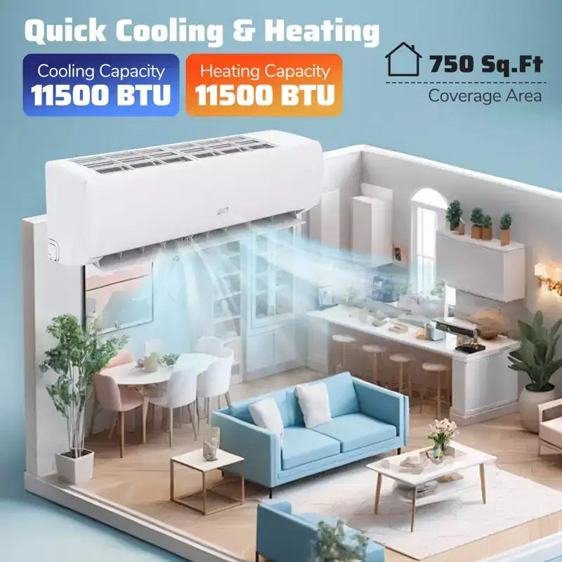 Climatiseur et Chauffage Mini Split connecté Wi-Fi Costway 11500/11500/17000/23000 BTU, compatible Alexa