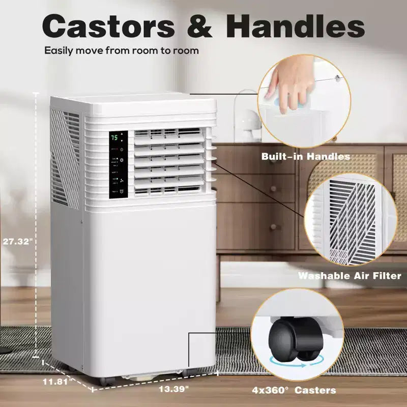 Climatiseur portable 8000 BTU avec télécommande – Unité 3-en-1 pour chambre, pièce, garage, camping-car – Comprend minuterie, affichage et kit de fenêtre – Blanc