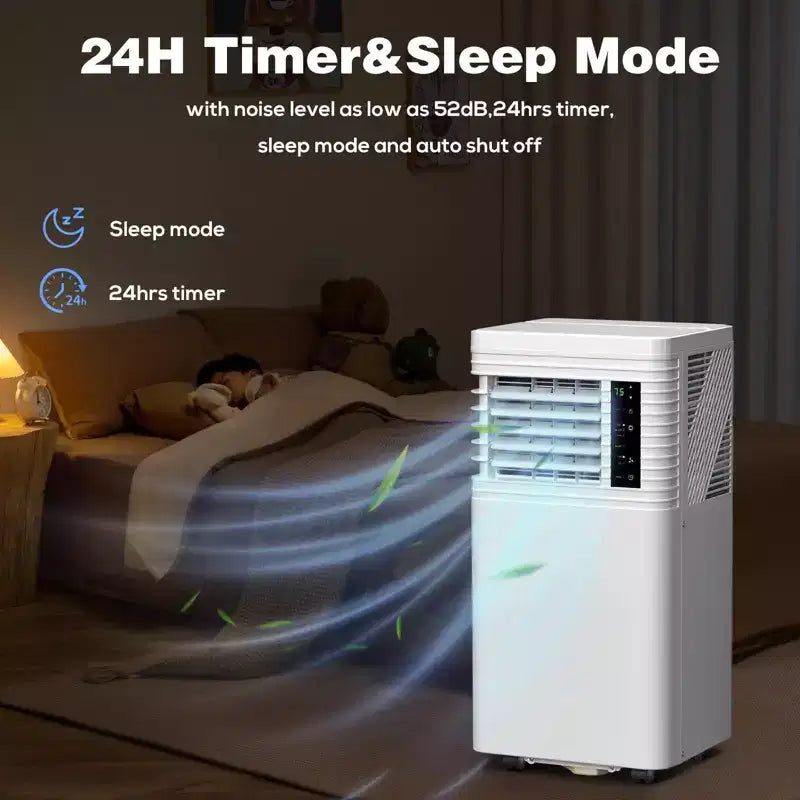 Climatiseur portable 8000 BTU avec télécommande – Unité 3-en-1 pour chambre, pièce, garage, camping-car – Comprend minuterie, affichage et kit de fenêtre – Blanc