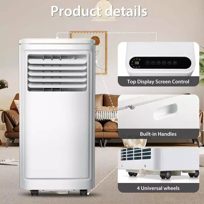 Climatiseur portable 8000 BTU, refroidit les pièces jusqu'à 32,5 m², climatisation 4 en 1 avec télécommande, écran LED, minuterie 24h