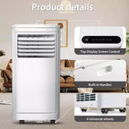 Climatiseur portable 8000 BTU, refroidit les pièces jusqu'à 32,5 m², climatisation 4 en 1 avec télécommande, écran LED, minuterie 24h