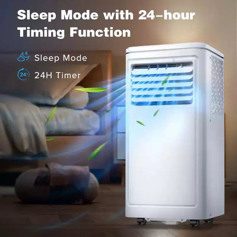 Climatiseur portable 8000 BTU, refroidit les pièces jusqu'à 32,5 m², climatisation 4 en 1 avec télécommande, écran LED, minuterie 24h