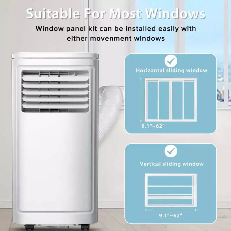 Climatiseur portable 8000 BTU, refroidit les pièces jusqu'à 32,5 m², climatisation 4 en 1 avec télécommande, écran LED, minuterie 24h