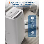 Climatiseur portable 3-en-1 14 000 BTU, unités de climatisation portables pour chambres avec déshumidificateur et ventilateur, climatiseur de pièce rafraîchissant jusqu'à 70 m²
