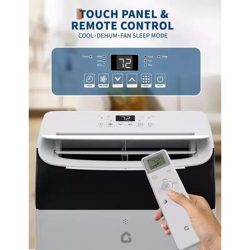 Acekool Climatiseur portable 12 000 BTU - Refroidissement, déshumidificateur et ventilateur 3-en-1 pour pièces jusqu'à 51 m², écran LED, télécommande