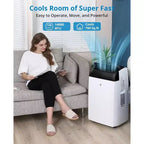 Acekool Climatiseur portable 12 000 BTU - Refroidissement, déshumidificateur et ventilateur 3-en-1 pour pièces jusqu'à 51 m², écran LED, télécommande