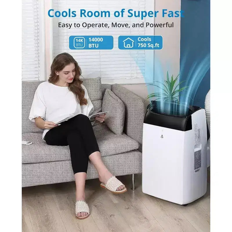 Acekool Climatiseur portable 12 000 BTU - Refroidissement, déshumidificateur et ventilateur 3-en-1 pour pièces jusqu'à 51 m², écran LED, télécommande