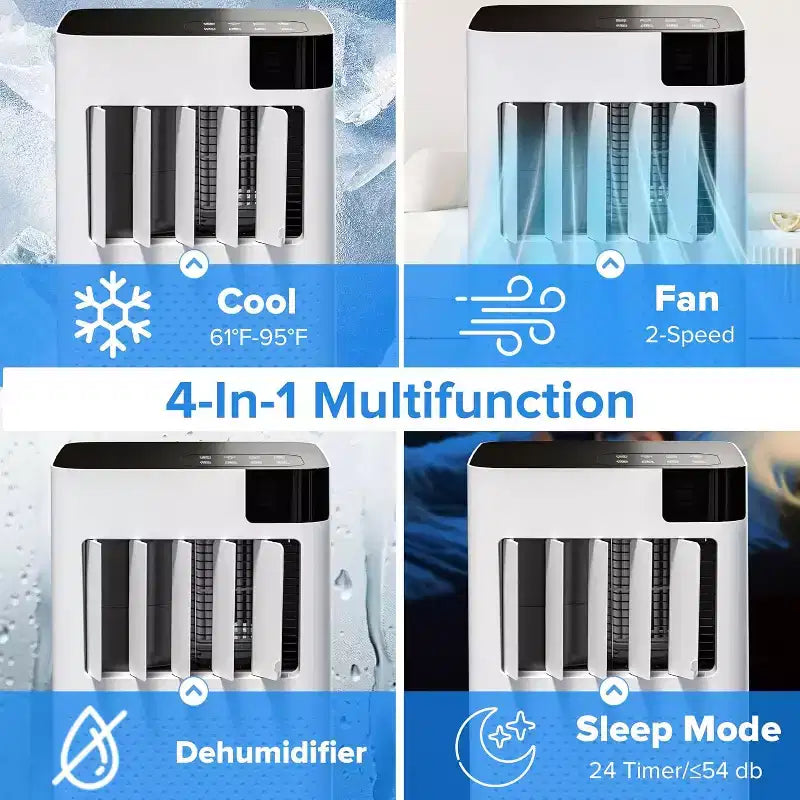 Climatiseurs portables ZAFRO, appareil de climatisation portable avec modes froid, ventilateur et déshumidificateur/refroidissement rapide/économique/télécommande