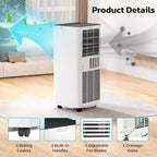 Climatiseurs portables ZAFRO, appareil de climatisation portable 4 modes avec refroidissement rapide/efficacité énergétique/télécommande/minuterie 24 heures pour chambre à coucher