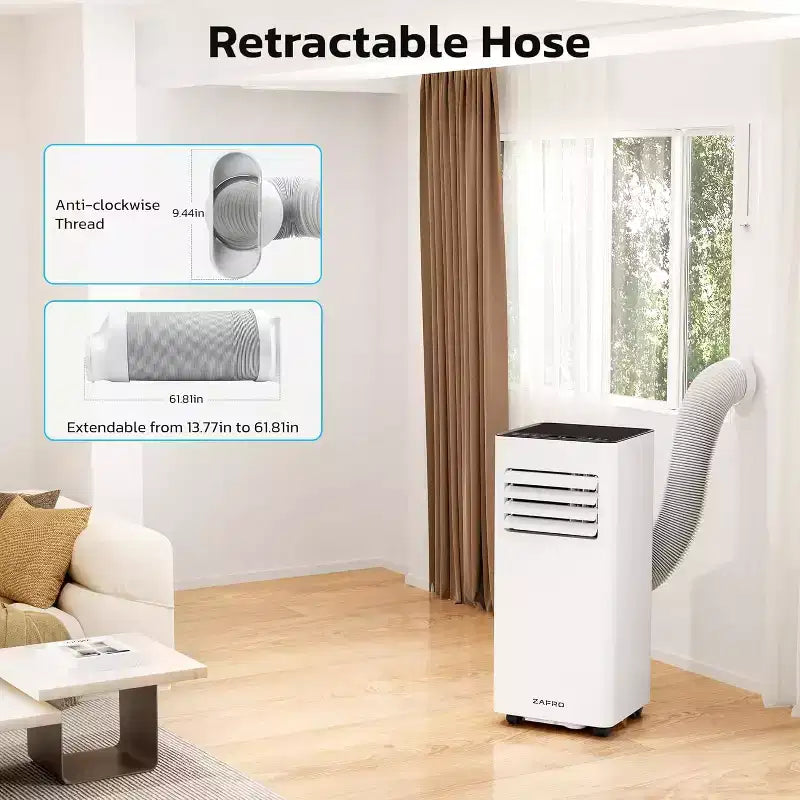 Climatiseurs portables ZAFRO, appareil de climatisation portable 4 modes avec refroidissement rapide/efficacité énergétique/télécommande/minuterie 24 heures pour chambre à coucher