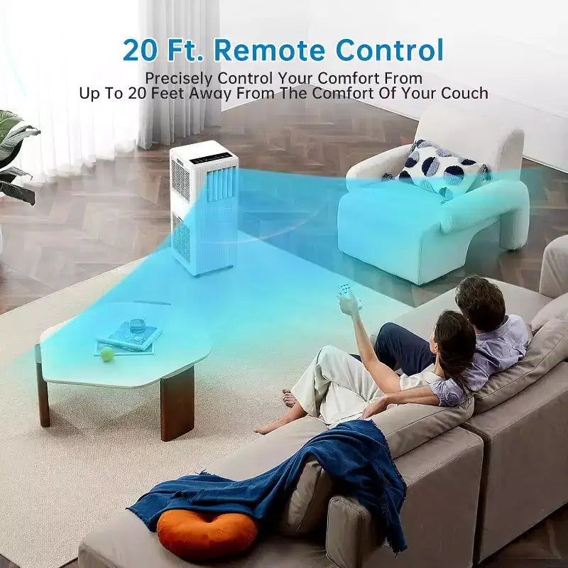 Climatiseur portable 8 000 BTU, refroidit des pièces jusqu'à 32,5 m², déshumidificateur, ventilateur, mode veille, télécommande, unité de climatisation silencieuse avec kit de montage de fenêtre