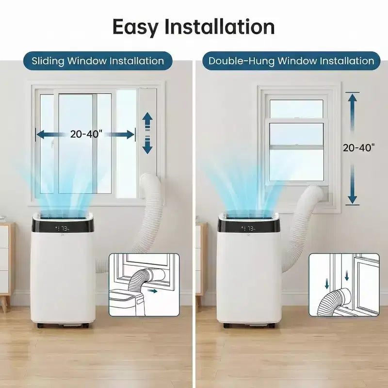 Climatiseur portable Acekool 10000 BTU, 3-en-1 CA avec ventilateur et déshumidificateur, télécommande, 3 vitesses, minuterie 24h, rafraîchit les pièces jusqu'à 42 m², installation facile