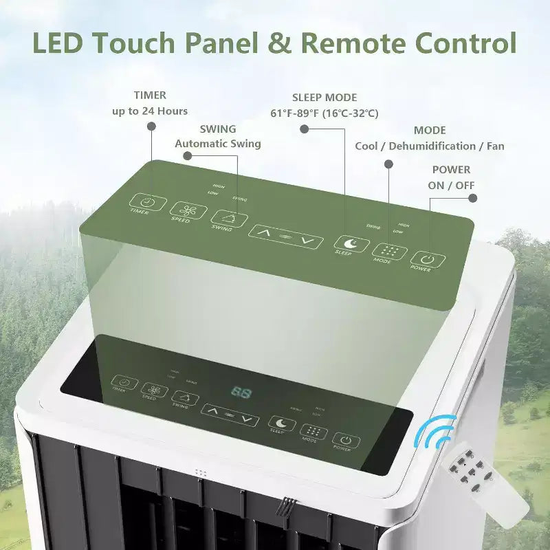 Climatiseur portable Acekool 8000 BTU, climatiseur silencieux 3-en-1 avec télécommande, refroidit jusqu'à 32,5 m², déshumidificateur, ventilateur, minuterie 24h